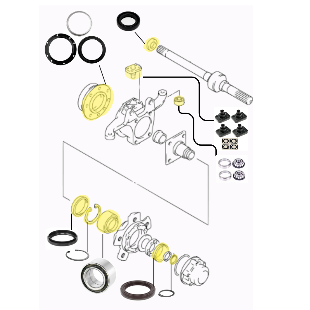 Kit COMPLETO revisione fuso, bocce e cuscinetti ponte anteriore Suzuki Jimny