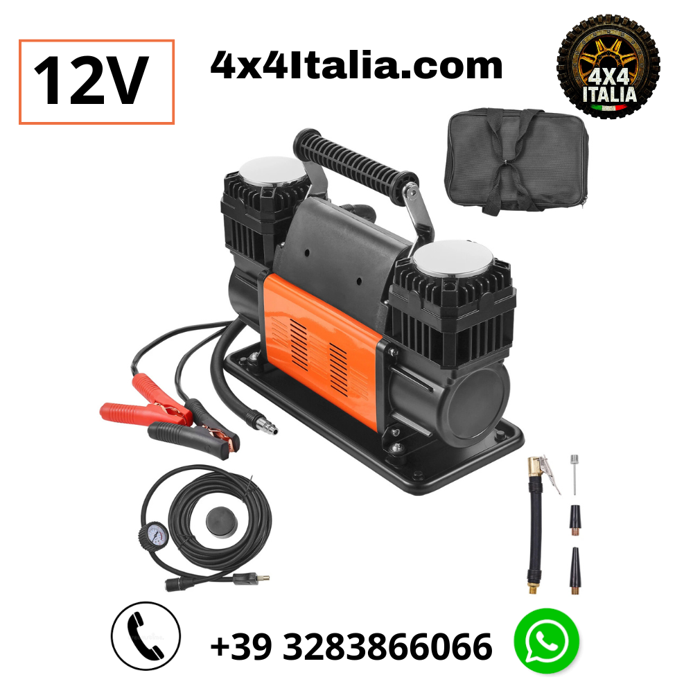 Compressore 12VOLT Doppio Motore 300 L/min 10Bar per Off Road
