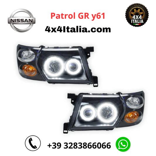 Fari / Fanali Anteriori NERI Nissan Patrol GR Y61 98-05 Proiettori Optical LED Con Frecce
