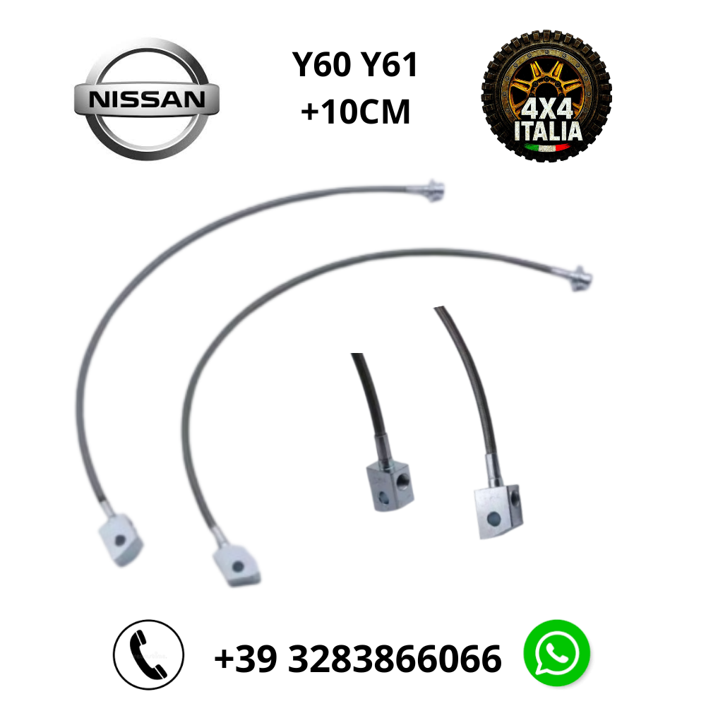 COPPIA Tubi Freno aeronautici +10 CM NISSAN PATROL GR y60 y61