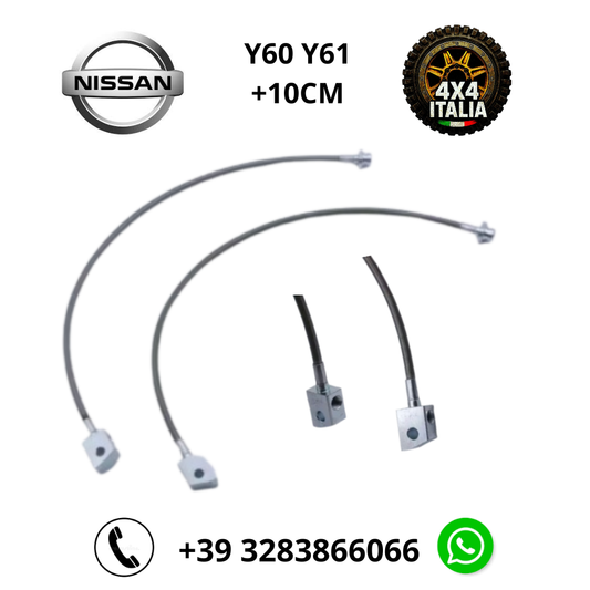 COPPIA Tubi Freno aeronautici +10 CM NISSAN PATROL GR y60 y61