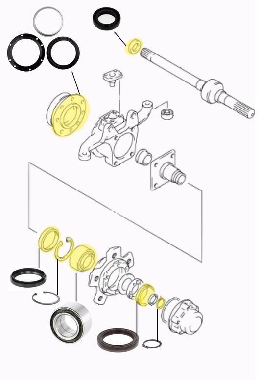 Kit revisione fuso, bocce e cuscinetti ponte anteriore Suzuki Jimny
