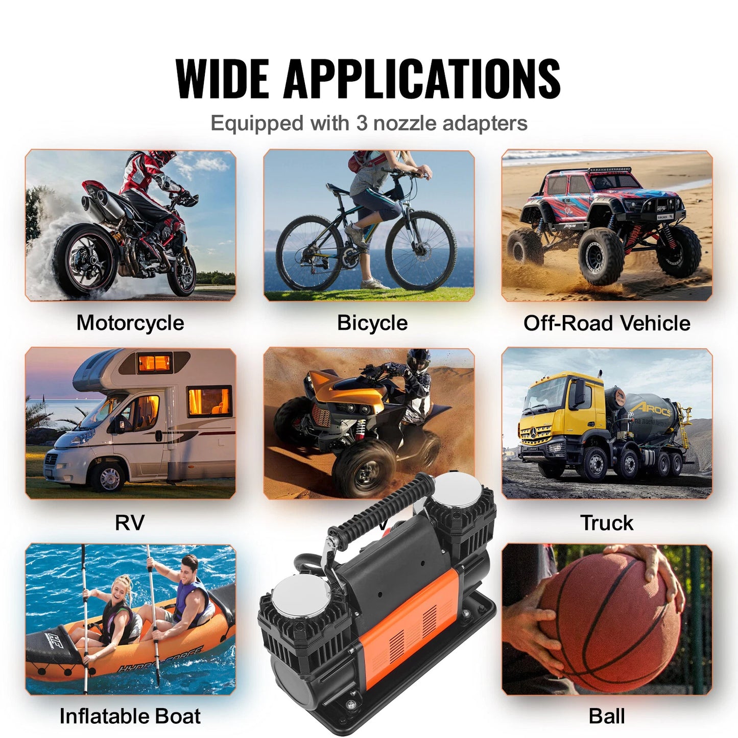 Compressore 12VOLT Doppio Motore 300 L/min 10Bar per Off Road